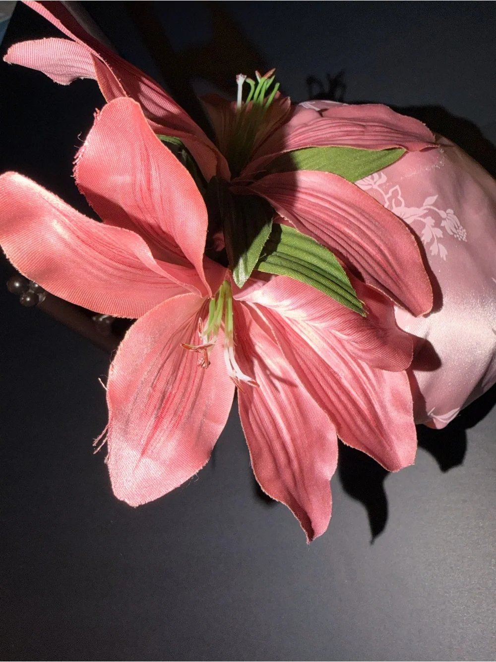VTG 1950’s Pink Lily Fascinator Cocktail Percher Hat Hand Crafted Mid Century